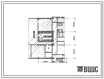 Типовой проект П-2-50(416-7-234.86) Помещение 1 этажа ремонтной мастерской дорожно-ремонтно пункта, приспосабливаемые под ПРУ (убежище на 50 человек, размеры убежища 18м на 12,56м, режимы вентиляции 1,2).