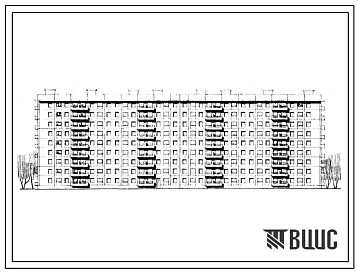 Типовой проект 111-57-3с/1 Девятиэтажный восьмисекционный 144 квартирный жилой дом крупнопанельный (однокомнатных 1А — 19, двухкомнатных 2Б — 43, трехкомнатных 3Б — 64, четырехкомнатных 4Б — 18). Для строительства в IVБ климатическом подрайоне Азербайджан
