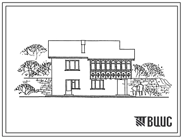 Типовой проект 143-17-106с.13.87 Одноквартирный 2-этажный 4-комнатный жилой дом для индивидуального строительства на сложном рельефе в восточной Грузии (стены из крупных легкобетонных блоков)