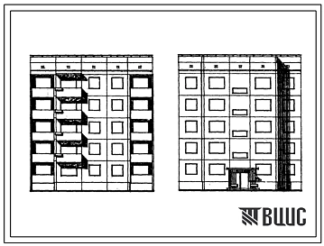 Типовой проект 94-041/1 Пятиэтажная крупнопанельная рядовая блок-секция на 15 квартир, правая (Р.2Б-2Б-2Б)