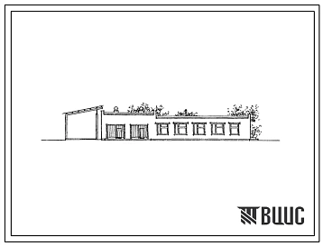 Типовой проект 224-9-65с Блок учебного гаража на 2 автомашины (вариант с навесом для сельскохозяйственных машин).