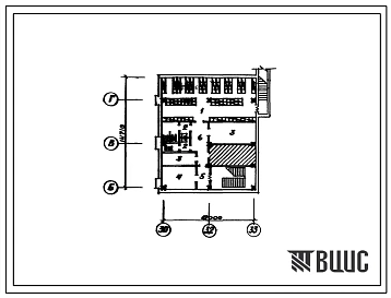 Типовой проект П-1;П-2-135(703-3-6.84) Вспомогательные помещения подвала административно-бытовой части базы емкостью 5 тыс тонн, (убежище на 135 человек, размеры убежища 14,71м на 12м, режимы вентиляции 1,2).