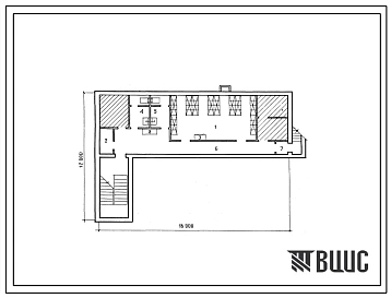 Типовой проект П-4(5)-50(416-1-220.88) Служебно-бытовые помещения на 50 человек, приспосабливаемые под ПРУ (убежище на 50 человек, размеры убежища 18м на 12м, режимы вентиляции 1,2).