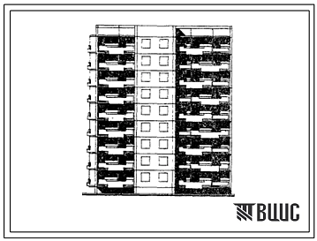 Типовой проект 92-025с/1 Блок-секция 9-этажная 36-квартирная торцовая левая 1Б-2Б-2Б-3Б