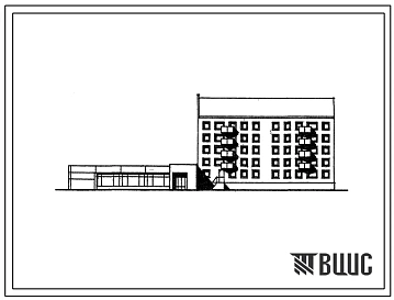 Типовой проект 114-066с.87 Блок-секция 5-этажная 28-квартирная торцовая со встроенно-пристроенным магазином "Товары для дома" торговой площадью 400 м2 в конструкциях серии 1.020.1-2с
