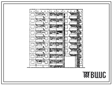 Типовой проект 125-046/1.2 Блок-секция 9-этажная 32-квартирная рядовая с проездом. Для строительства в 1В и 1Д климатических подрайонах (города Братск и Усть-Илимск).