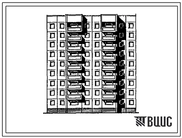Типовой проект 97-0310.87 Блок-секция 9-этажная 36-квартирная торцовая правая 1-2-3-4