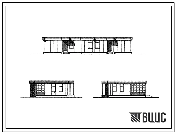 Типовой проект 183-126-37 Одноэтажный двухквартирный неканализованный жилой дом с квартирами 2Б-3Б из ячеистого бетона (вариант с разрезкой 1200 мм).