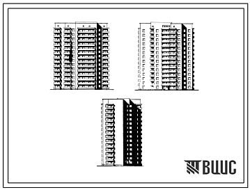 Типовой проект 124-87-107 14-этажный односекционный 84-квартирный(однокомнатных 1Б-14, двухкомнатных 2Б-57, трехкомнатных 3Б-13) жилой дом со стенами из кирпича. Для строительства во 2В, 3Б, 3В климатических подрайонах Украинской ССР