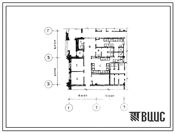 Типовой проект Б-3-34(274-22-42) Помещения 1 этажа в корпусе административных и вспомогательных служб для рыбоводных хозяйств площадью ПРУдов до 500 га, (убежище на 34 человек, размеры убежища 12м на 12м, режимы вентиляции 1,2).