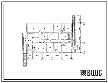 Типовой проект В-II,III,IV-80-37.86 Пункт управления железнодорожной станции с узлом связи. Стены из железобетонных панелей по серии У-01-01/80 (для водонасыщенных грунтов), (убежище на 80 человек, размеры убежища 27м на 21,95м,режимы вентиляции 1,2,3).