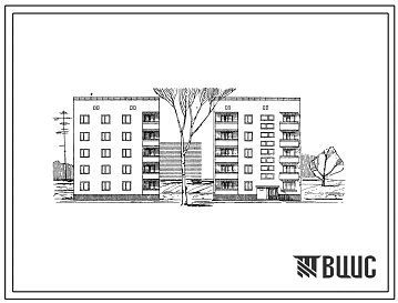 Типовой проект 87-07 Блок-секция 5-этажного дома рядовая правая на 10 квартир для строительства в 3 строительно-климатической зоне.