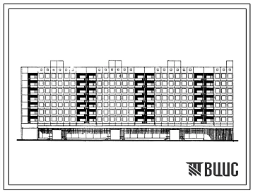 Типовой проект 1Лг-504Д-12 9-этажный 7-секционный крупнопанельный жилой дом на 214 квартир с пристроенными магазинами в 1-м этаже.