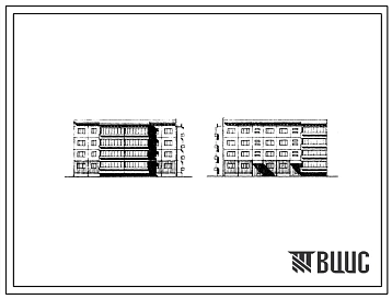Типовой проект 76-049сп/1 Четырехэтажная блок-секция торцовая правая на 20 квартир (однокомнатных IБ-8; двухкомнатных 2Б-8; трехкомнатных 3Б-4).