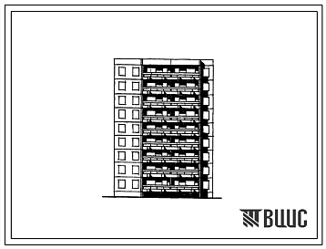 Типовой проект 141-04/1 Девятиэтажная блок-секция рядовая с торцовыми окончаниями на 36 квартир (однокомнатных 1Б-9; двухкомнатных 2Б-18; трехкомнатных 3А-9).