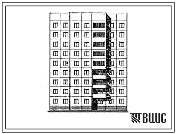 Типовой проект 97-0292.86 9-этажная 27-квартирная блок-секция рядовая правая с теплым чердаком и безрулонной кровлей 2Б.3Б.4Б