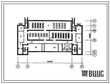 Типовой проект П-4-145(221-1-417.84) Помещения общественного назначения подвала школы на 9  классов (345-360 учащихся) в конструкциях серии 1.090.1-1, (убежище на 145 человек, размеры убежища 39м на 27м, режимы вентиляции 1,2).