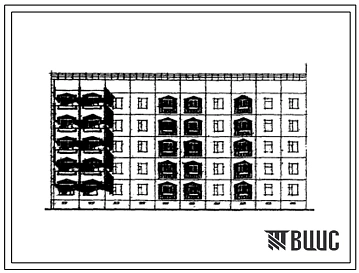 Типовой проект 105-0114с.86 Блок-секция 5-этажная 25-квартирная 1Б.2Б.3Б - 3Б.4Б торцовая левая