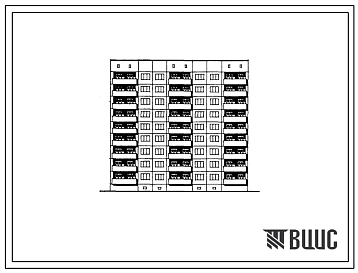 Типовой проект 112-026.86 9-этажная блок-секция рядовая 1А.1А.1Б.1Б.1Б.1Б.2Б.2Б для малосемейных на 71 квартиру