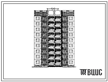 Типовой проект 76-0105с.13.87 Блок-секция 9-этажная 27-квартирная рядовая с торцевыми окончаниями 3.1.3. Для строительства в Таджикской ССР.