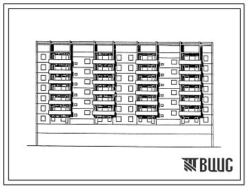 Типовой проект 135-0335с.23.87 9-этажная блок-секция на 64 квартиры 2-2-2-2-3-3-3-3 со встроенными в 1 этаже помещениями обслуживания неселения для строительства в г. Иркутске (пристрой к оси Гс)
