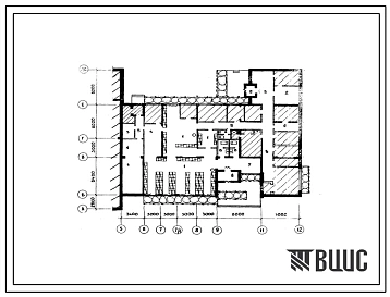 Типовой проект П-5-150(272-20-141.84) Помещения 1 этажа столовой на 50 мест с магазином торговой площадью 150 м2, (убежище на 150 человек, размеры убежища 30,2м на 27,4м, режимы вентиляции 1).