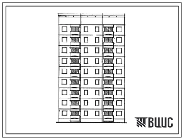 Типовой проект 129-050с.13.86 Блок-секция 9-этажная 18-квартирная рядовая с торцовыми окончаниями 3Б-3Б (для Армянской ССР)