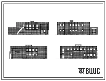Типовой проект 264-22-25.84 Здание районного (городского) отделения госбанка (стены кирпичные) на 35 сотрудников. Для строительства в 1В климатическом подрайоне, 2 и 3 климатических районах.