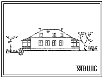 Типовой проект 184-000-4 Одноэтажный двухквартирный дом с двухкомнатными квартирами 2Б с хозяйственными пристройками. Для строительства в 1В, 2В и 3А климатических подрайонах сельской местности Казахской ССР