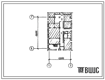 Типовой проект П-4-48(503-1-13) Бытовые помещения, приспосабливаемые под ПРУ на 1 этаже автотранспортного предприятия на 50 грузовых автомобилей с открытой стоянкой, (убежище на 48 человек, размеры убежища 18м на 12м, режимы вентиляции 1,2).