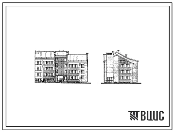Типовой проект 89-024/1 Блок-секция 10-II 3-этажная 9-квартирная торцовая с квартирами 2Б-3Б-4Б (правая).