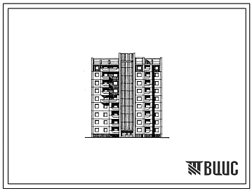 Типовой проект 90-0195.13.87 Блок-секция 9-этажная 36-квартирная торцовая левая 2.3.3.3 (для строительства в городе Липецке и Липецкой области)