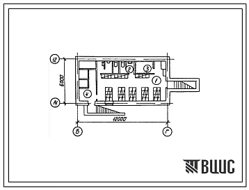 Типовой проект П-2-65(601-072.88) Помещения подвала районного узла связи для райцентров с населением до 10 тысяч человек при населении районной до 40 тысяч человек, (убежище на 65 человек, размеры убежища 12м на 6м, режимы вентиляции 1,2).