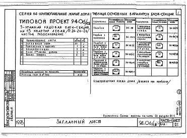 Альбом 8 Часть 1 Архитектурно-строительные чертежи выше отм.000. Часть 2 Отопление и вентиляция Раздел 2-1 С радиаторами и конвекторами. Часть 3 Водоснабжение и канализация выше отм.0.000. Часть 4 Газоснабжение. Часть 5 Єлектрооборудование. Часть 6 Слабот