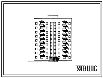 Типовой проект 87-073/1 Девятиэтажная унифицированная блок-секция на 36 квартир (двухкомнатных 2Б-19; трехкомнатных 3А-8, 3Б-9).