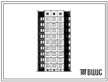 Типовой проект 1-464АС-089с Полусекция 9-этажная 18-квартирная рядовая с торцевыми окончаниями без лестничной клетки 2Б-3Б (правая)