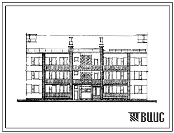 Типовой проект 89-048/1 Блок-секция (5) 3-этажная 9-квартирная рядовая с квартирами 2Б-3Б-4Б