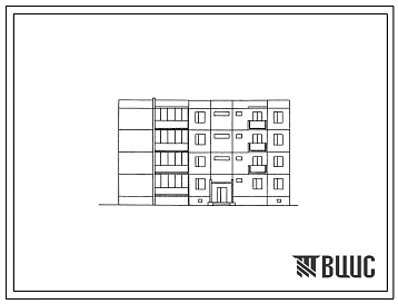 Типовой проект 127-011С/1 Четырехэтажная крупнопанельная торцевая блок-секция на 12 квартир левая (двухкомнатных 2Б-8; четырехкомнатных 4Б-4).