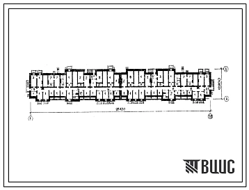 Типовой проект Б-2-700(111-94-1.75) Хозяйственно-бытовые помещения в подвале 5этажного  6секционного 80-квартирного жилого дома, (убежище на 700 человек, размеры убежища 95,42м на 12,9м, режимы вентиляции 1,2,3).