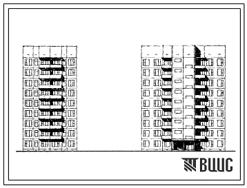 Типовой проект 125-030/1 Девятиэтажная блок-секция на 36 квартир, поворотная с внутренним углом 135? (однокомнатных 1А — 18, трехкомнатных 3Б — 18). Для строительства в IВ и IД климатических подрайонах в г.Братске и г.Усть-Илимске.