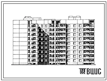 Типовой проект 90-0128.13.87 Блок-секция 9-этажная 72-квартирная с поворотной вставкой-лоджией по углом 135 градусов (внутренний угол) для строительства в Тамбовской области