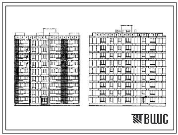 Типовой проект 1У-438А-40 Девятиэтажный односекционный жилой дом на 54 квартиры со стенами из крупных легкобетонных блоков