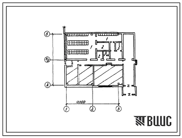 Типовой проект Б-2-110(813-3-4) Бытовые помещения холодильника для фруктов емкостью 10000т, с цехом товарной обработки мощностью 13000 тонн в сезон, (убежище на 110 человек, размеры убежища 12м на 12м, режимы вентиляции 1,2,3).
