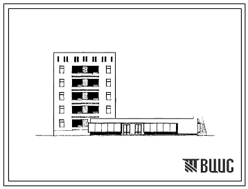 Типовой проект 63-016c/1 Блок-секция 5-этажная торцовая на 9 квартир (двухкомнатных 2Б-5, трёхкомнатных 3А-4) со встроенно-пристроенным кондитерским магазином на 11 рабочих мест. Для строительства в 4Б и 4В климатических подрайонах Азербайджанской ССР сей