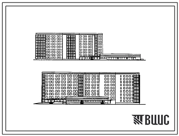 Типовой проект 252-1-95 Главный корпус больницы восстановительного лечения на 520 коек с пансионатом на 120 коек. Здание одно-, девятиэтажное. Каркас сборный железобетонный серии ИИ-04. Стены из керамзитобетонных панелей.