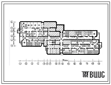 Типовой проект П-4-1300(254-7-2.83) Вспомогательные помещения в подвале акушерского корпуса (стены из кирпича) на 30 коек для расширения существующих больниц, (убежище на 1300 человек, размеры убежища 78м на 24м, режимы вентиляции 1,2).