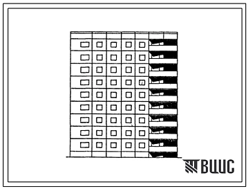 Типовой проект 121-0150.13.87 9-этажная торцевая левая блок-секция на 36 квартир 2.2.2.3 для строительства в Оренбургской области