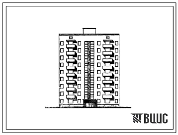 Типовой проект 87-093/1 Девятиэтажная унифицированная блок-секция на 36 квартир с набором квартир (однокомнатных 1Б-10; двухкомнатных 2Б-9; трехкомнатных 3А-8, 3Б-1; четырехкомнатных 4Б-8).