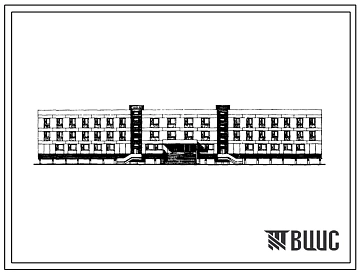 Типовой проект 223-3-123-25м Интернат при школе (спальный корпус) на 280 мест. Грунты вечномерзлые. Здание трехэтажное. Конструкции серии 123.  Стены из керамзитобетонных блоков.