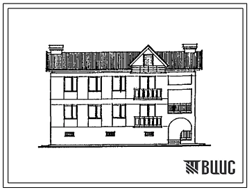 Типовой проект 123-17-154с.13.90 2-этажная блок-квартира (правый блок) с 6-комнатными квартипами 2-3-II (для республики Грузия)